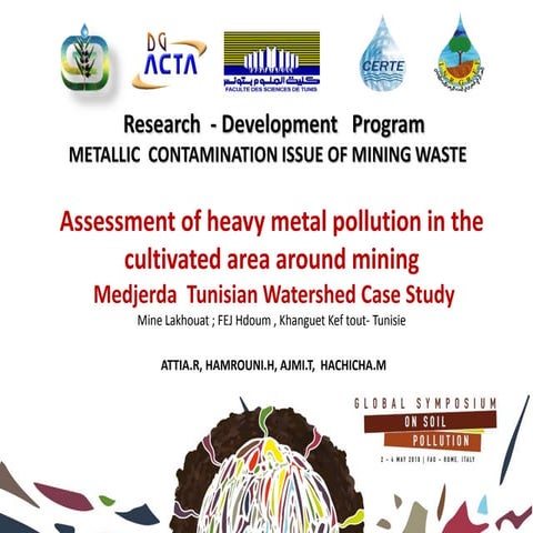 Assessment of heavy metal pollution in the cultivated area around mining. Tun...