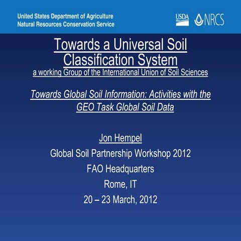 Towards a Universal Soil Classification System a working Group of the Interna...