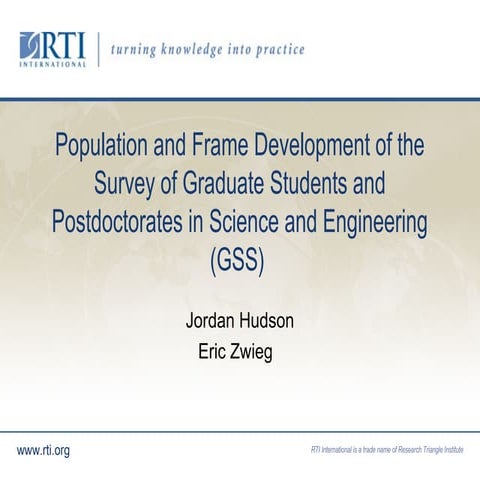 Population and Frame Development: Graduate Students and Postdoctorates in Sci...