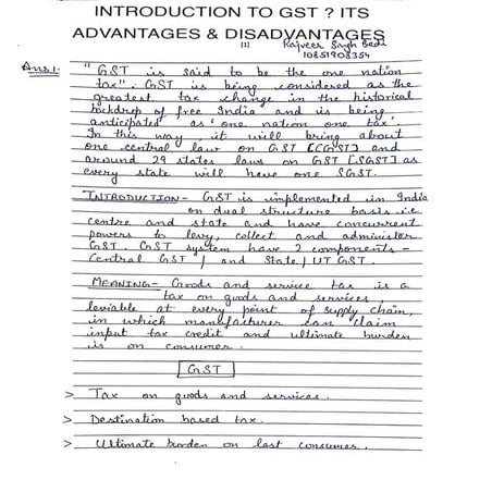 GST | B com sem 4th | Hand written Notes | by Ritish bedi  #RVIRGO