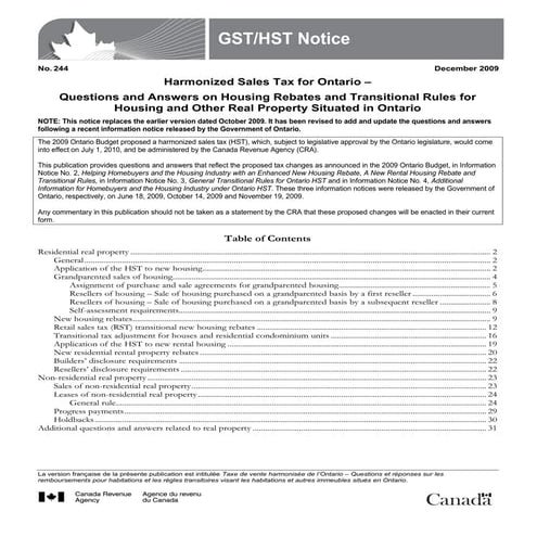 Canada Revenue GST/HST Notice | PDF