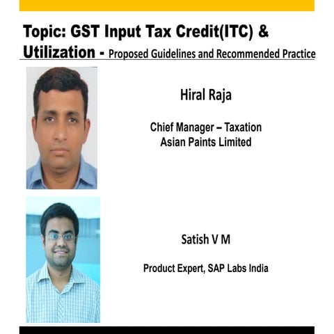GST Input Tax Credit - ITC Utilization in SAP