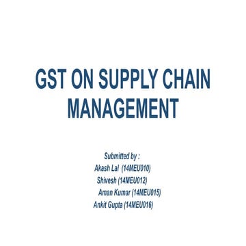Gst on supply chain strategy