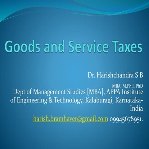 [GST] Goods & service Taxes 