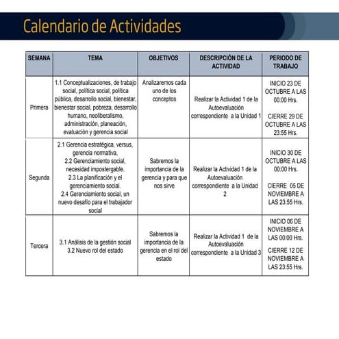 Gstrasoc 5. calendario de actividades