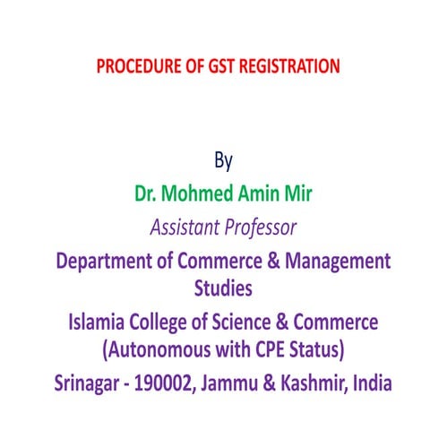 Gst registration procedure by mohmed amin mir