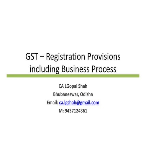 Gst registration provisions including business process
