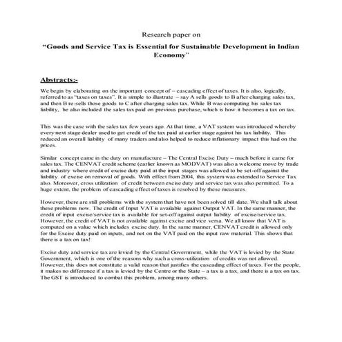 Gst research paper 