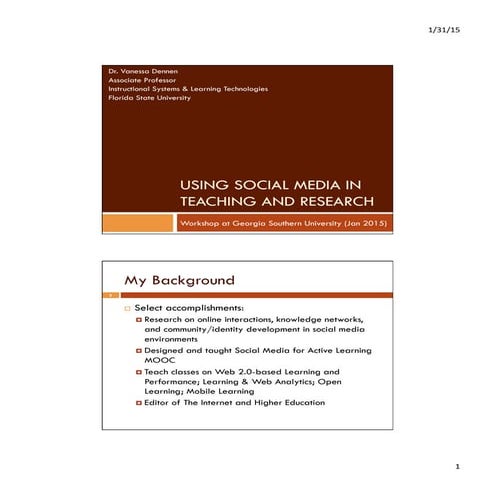 Using Social Media in Teaching and Research