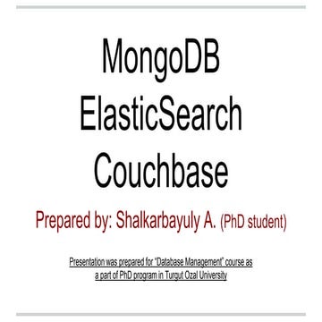 Presentation: mongo db & elasticsearch & membase
