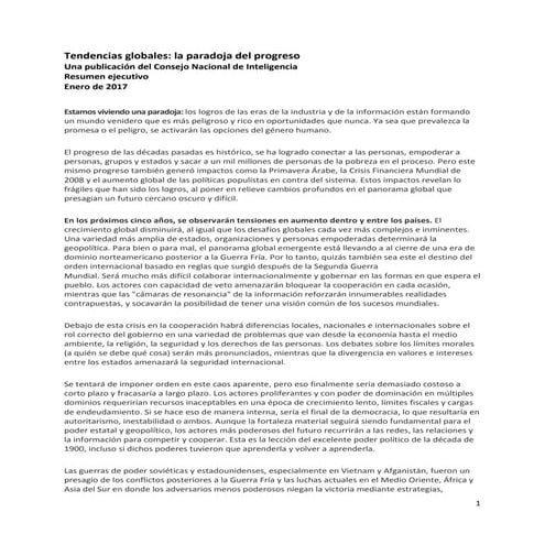 Tendencias globales: la paradoja del progreso. Resumen ejecutivo.