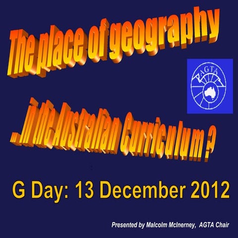 Working with the Australian Curriculum: Geography, Malcolm McInerney, AGTA
