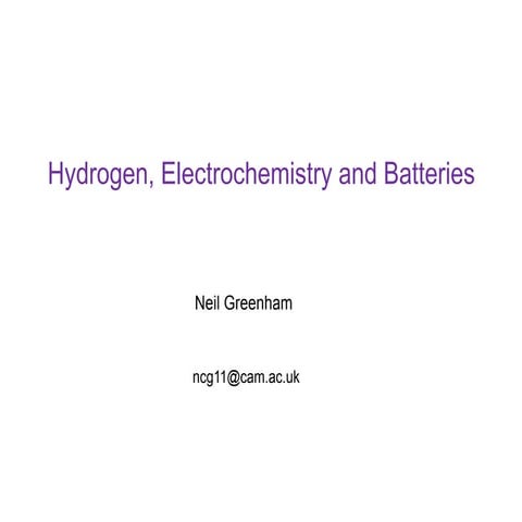 Lecture 5-6: Hydrogen, Storage & Batteries