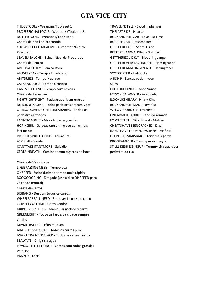 Claves De Gta Vice City Pc / codigos do gta vice city YouTube