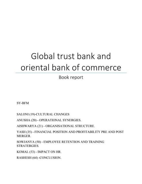 GLOBAL TRUST BANK AND ORIENTAL BANK OF COMMERCE