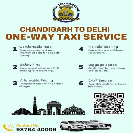 Chandigarh to Delhi one-way taxi service for family travel