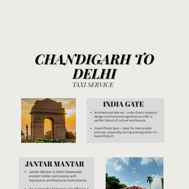 Book Affordable Chandigarh to Delhi Taxi with H&B Cabs​