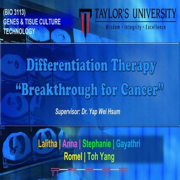 Differentiation Therapy "A Breakthrough for Cancer"