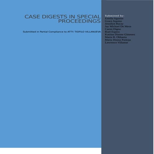 Special Proceedings under Atty. Tiofilo Villanueva