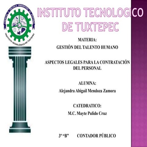 ASPECTOS LEGALES PARA LA CONTRATACIÓN DEL PERSONAL