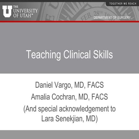 Teaching clinical skills 2015