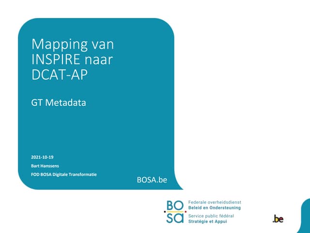 Werkgroep metadata: INSPIRE - DCAT-AP mapping