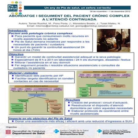 GTMS. Abordatge i seguiment del pacient crònic complex a l’atenció continuada