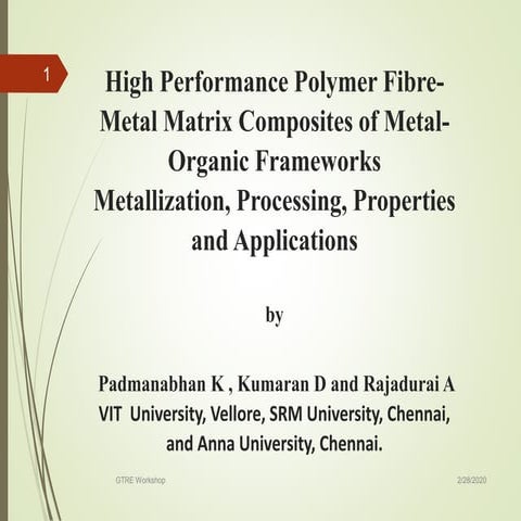 High performance polymer fibre reinforced metal matrix composites- Metal Orga...