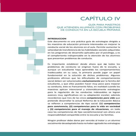 Guía para atender alumnos con problemas de conducta