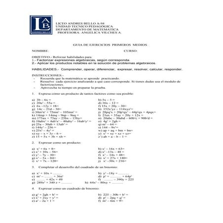Guía 1° medio matemática