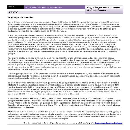 Guía 4. o galego no mundo. a lusofonía.