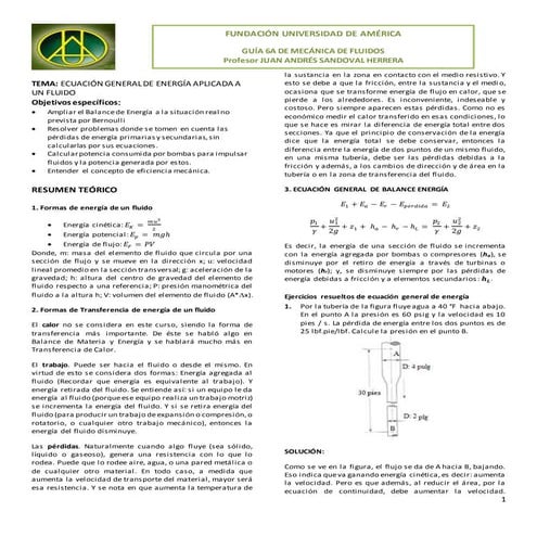 Guía 6  ecuación general de energía