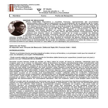 Guía 7   3° medio - el segundo sexo