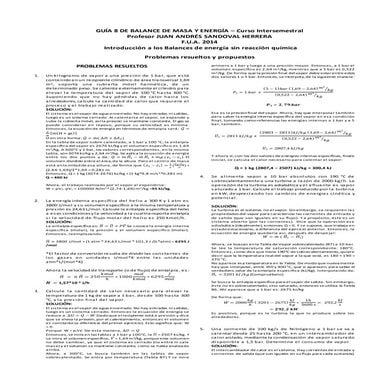 Guía 8 de balance de masa y energía