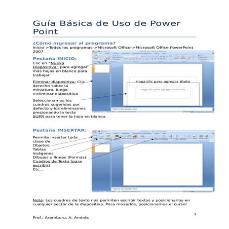 Guía básica de uso de power point 2007