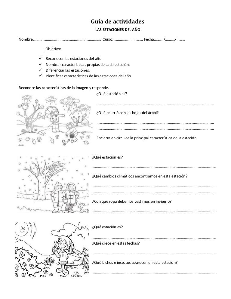 Guía de actividades las estaciones del año 1º
