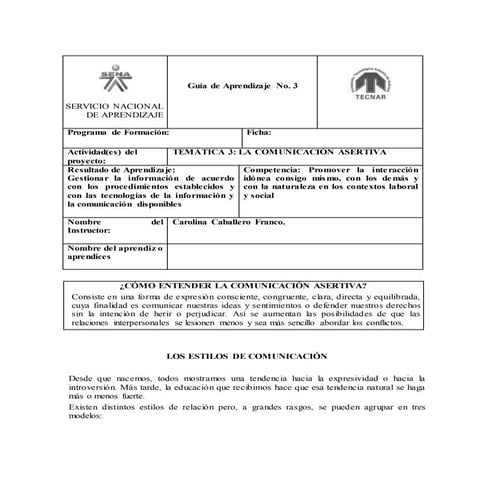 Guía de aprendizaje 3  comunicación asertiva