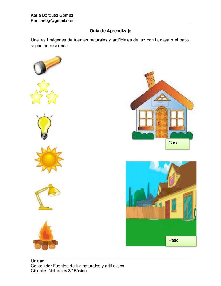 Guía de aprendizaje_clase 3_FUENTES NATURALES Y ARTIFICIALES DE LUZ Guía de aprendizaje_clase 3_FUENTES NATURALES Y ARTIFICIALES DE LUZ