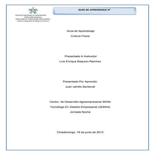 Guía de aprendizaje cultura fisica