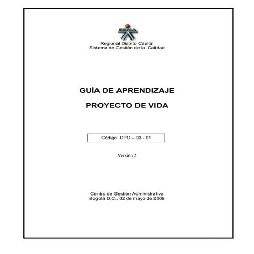 Guía de Aprendizaje Proyecto de Vida | PDF