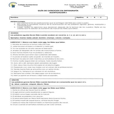 Guía de ejercicios en ortografía    la acentuación i