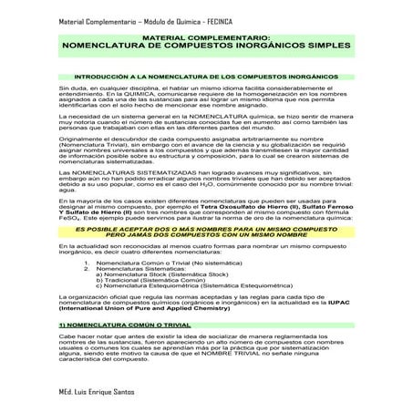Guía de estudio de nomenclatura inorgánica 2010