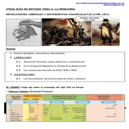 4ºESO Guía de estudio tema 3 La primavera