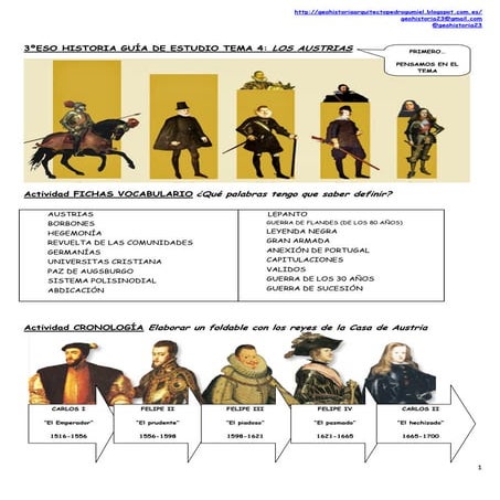 3ºESO Guía de estudio tema 4 Los Austrias