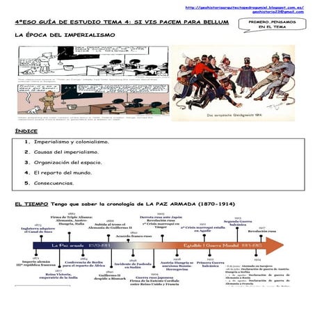 4ºESO  Guía de estudio tema 4 IMPERIALISMO si vis pacem para bellum