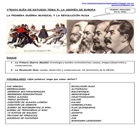 1ºBACH Guía de estudio tema 5 La agonía de Europa