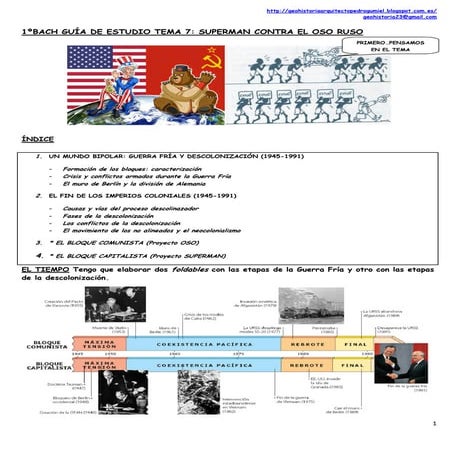 1ºBACH Guía de estudio tema 7 Guerra Fría y Descolonización