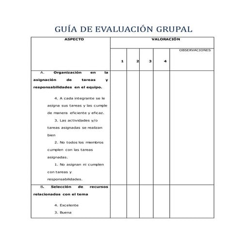 Guía de evaluación grupal