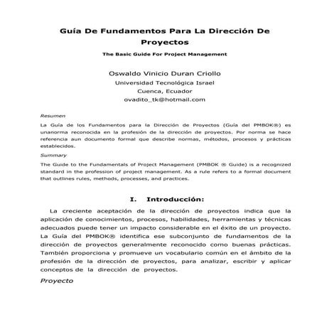 Guía de fundamentos para la dirección de