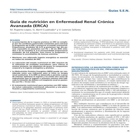 Guía de nutrición en enfermedad renal crónica avanzada (erca)